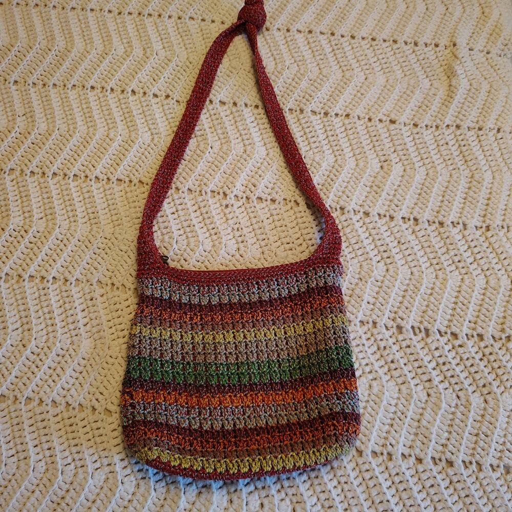 The Sak Crochet Knit Shoulder Bag Multicolor Boho Festival Hobo Purse hippie